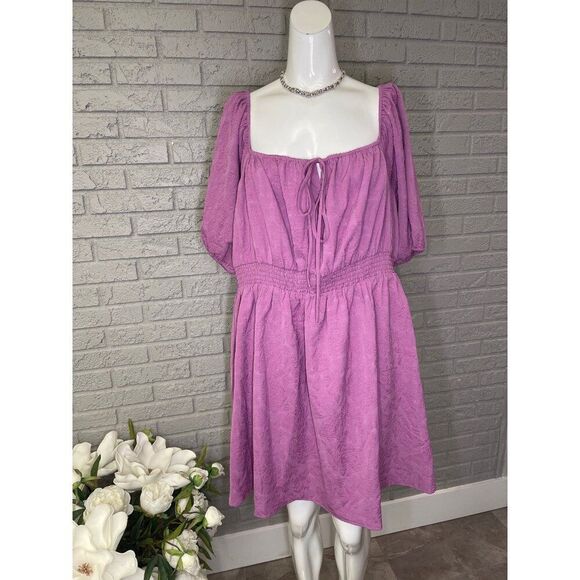 ModCloth Women Pink Lilac Smocked Waist Shift Dress 1X - Picture 1 of 9